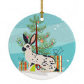 English Spot Rabbit Christmas Ceramic Ornament Christmas Tree Hanging Decorations for Home Christmas Holiday, Party, Gift, 3 in, Multicolor