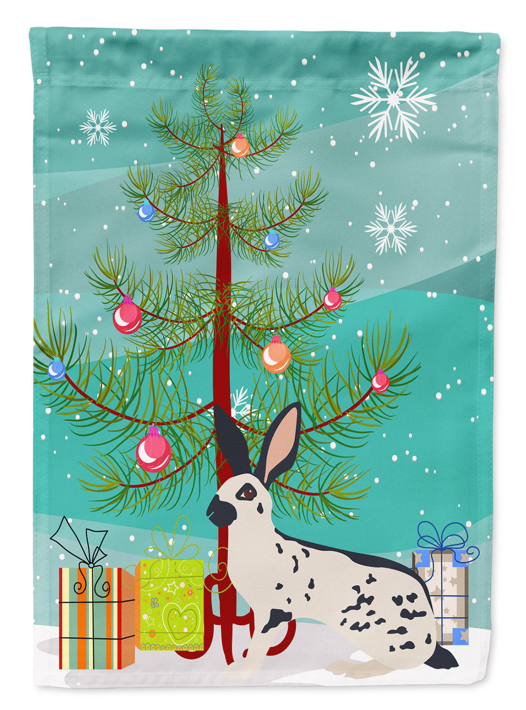 English Spot Rabbit Christmas Garden Flag Mailbox Decorative Yard Banner Outside Patio Artwork for Flower Beds, Garden Size, Multicolor