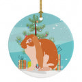 English Lop Rabbit Christmas Ceramic Ornament Christmas Tree Hanging Decorations for Home Christmas Holiday, Party, Gift, 3 in, Multicolor