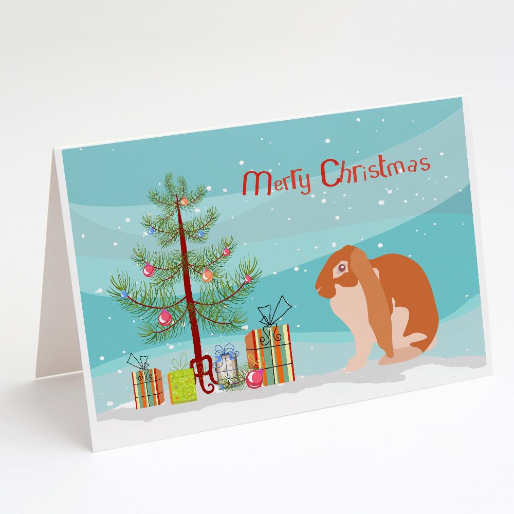 English Lop Rabbit Christmas Greeting Cards Pack of 8 Blank Cards with Envelopes Whimsical A7 Size 5x7