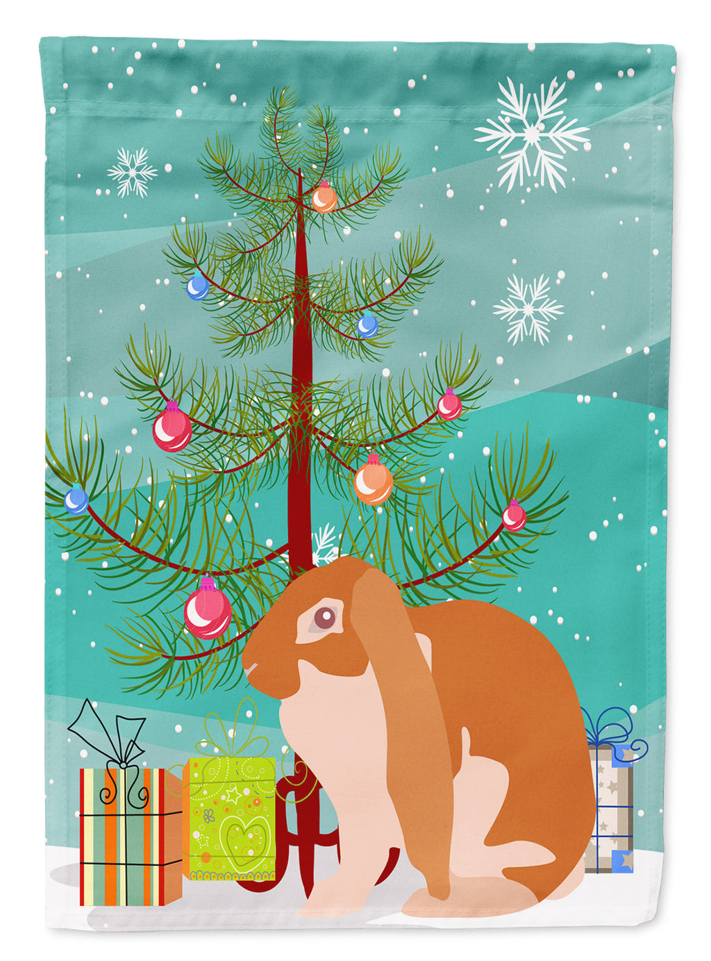 English Lop Rabbit Christmas Garden Flag Mailbox Decorative Yard Banner Outside Patio Artwork for Flower Beds, Garden Size, Multicolor