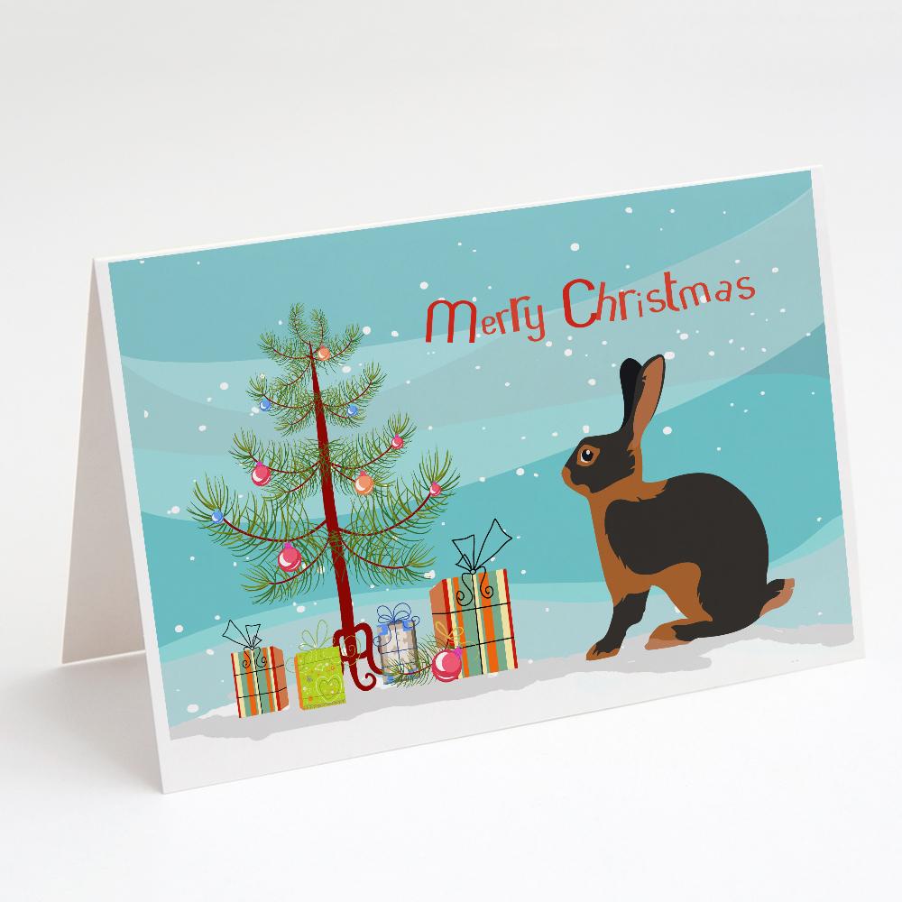 Tan Rabbit Christmas Greeting Cards Pack of 8 Blank Cards with Envelopes Whimsical A7 Size 5x7