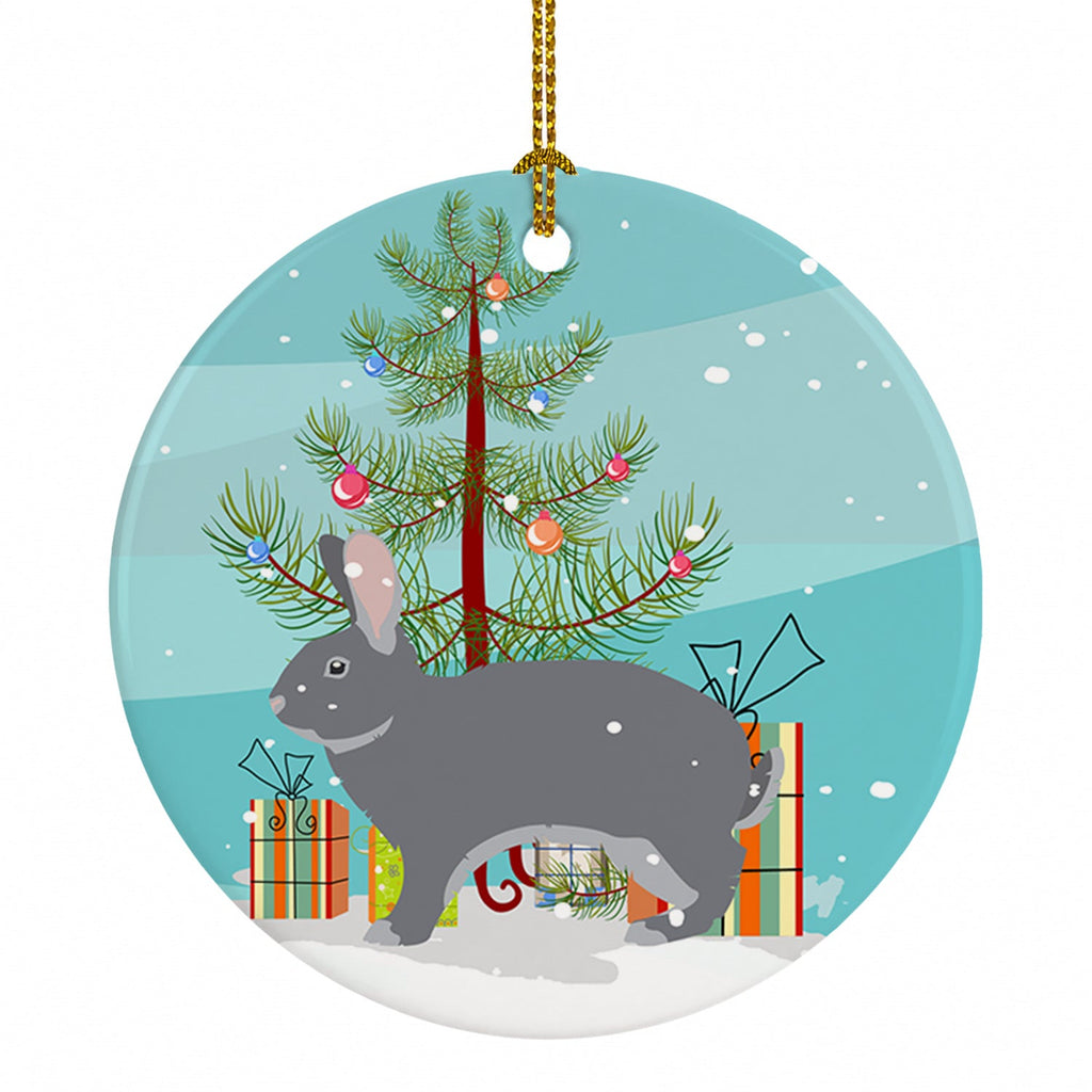 Giant Chinchilla Rabbit Christmas Ceramic Ornament Christmas Tree Hanging Decorations for Home Christmas Holiday, Party, Gift, 3 in, Multicolor