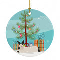 California White Rabbit Christmas Ceramic Ornament Christmas Tree Hanging Decorations for Home Christmas Holiday, Party, Gift, 3 in, Multicolor