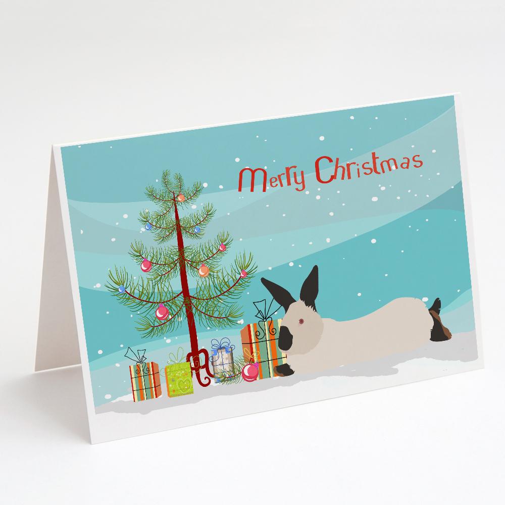 California White Rabbit Christmas Greeting Cards Pack of 8 Blank Cards with Envelopes Whimsical A7 Size 5x7