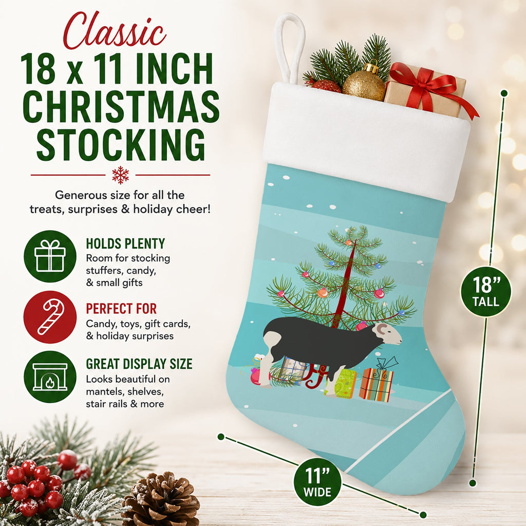 Herwick Sheep Christmas Holiday Stocking Double-Sided Print, Polyester Suede,11x18, Made in USA