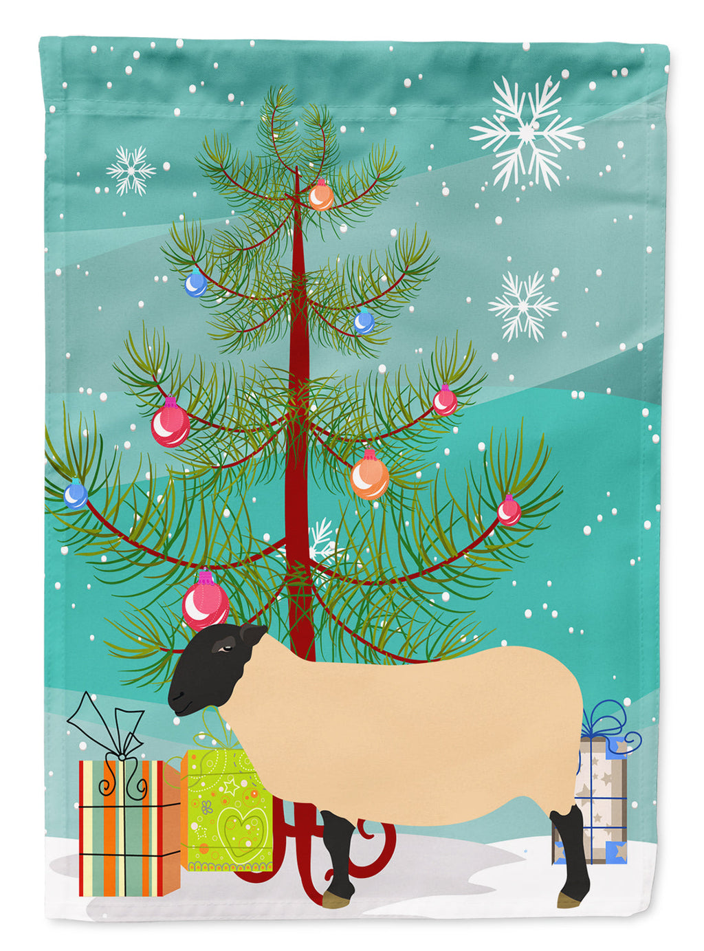 Suffolk Sheep Christmas Garden Flag Mailbox Decorative Yard Banner Outside Patio Artwork for Flower Beds, Garden Size, Multicolor