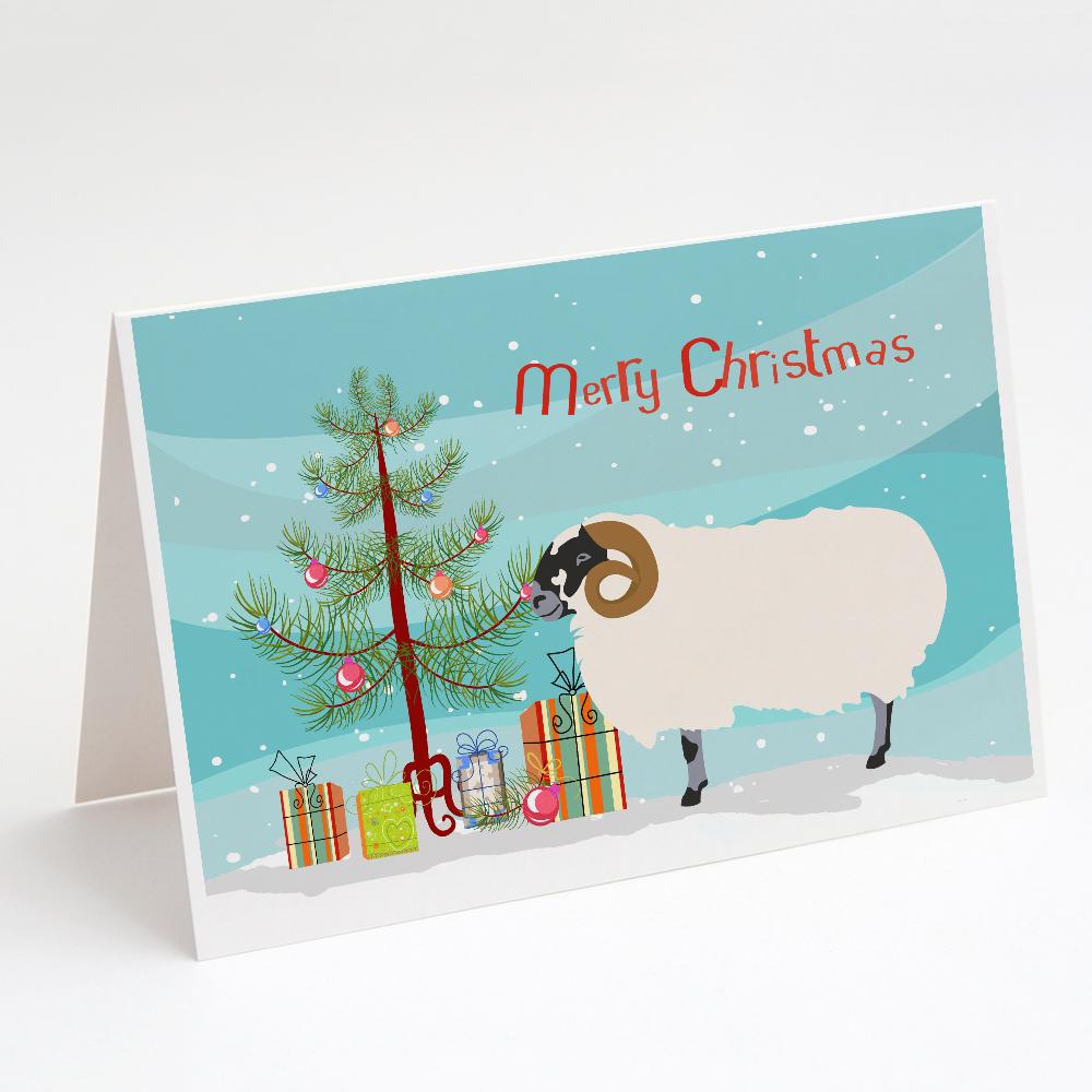 Scottish Blackface Sheep Christmas Greeting Cards Pack of 8 Blank Cards with Envelopes Whimsical A7 Size 5x7