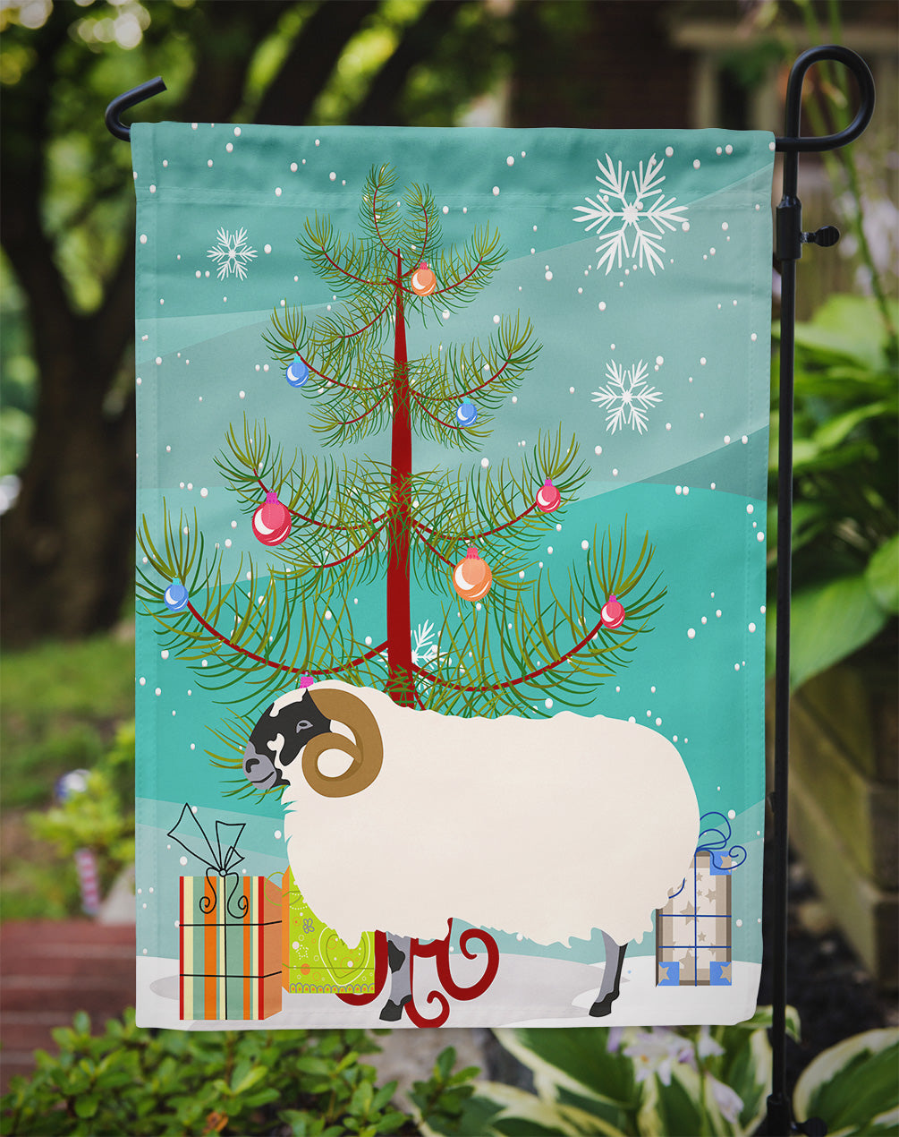 Scottish Blackface Sheep Christmas Garden Flag Mailbox Decorative Yard Banner Outside Patio Artwork for Flower Beds, Garden Size, Multicolor
