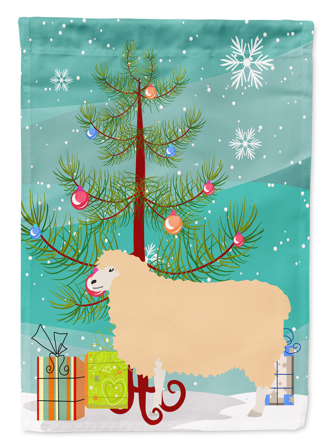 English Leicester Longwool Sheep Christmas Garden Flag Mailbox Decorative Yard Banner Outside Patio Artwork for Flower Beds, Garden Size, Multicolor