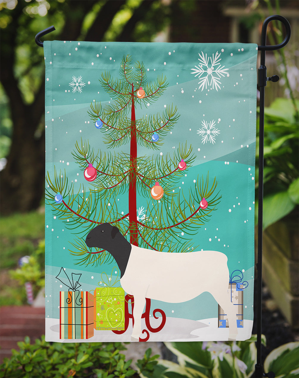 Dorper Sheep Christmas Garden Flag Mailbox Decorative Yard Banner Outside Patio Artwork for Flower Beds, Garden Size, Multicolor
