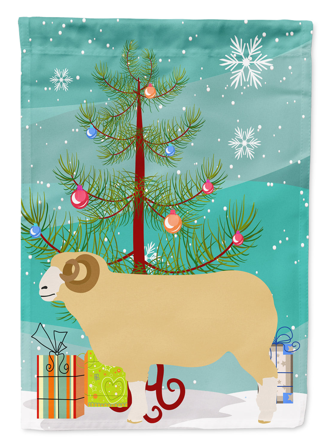 Horned Dorset Sheep Christmas Garden Flag Mailbox Decorative Yard Banner Outside Patio Artwork for Flower Beds, Garden Size, Multicolor