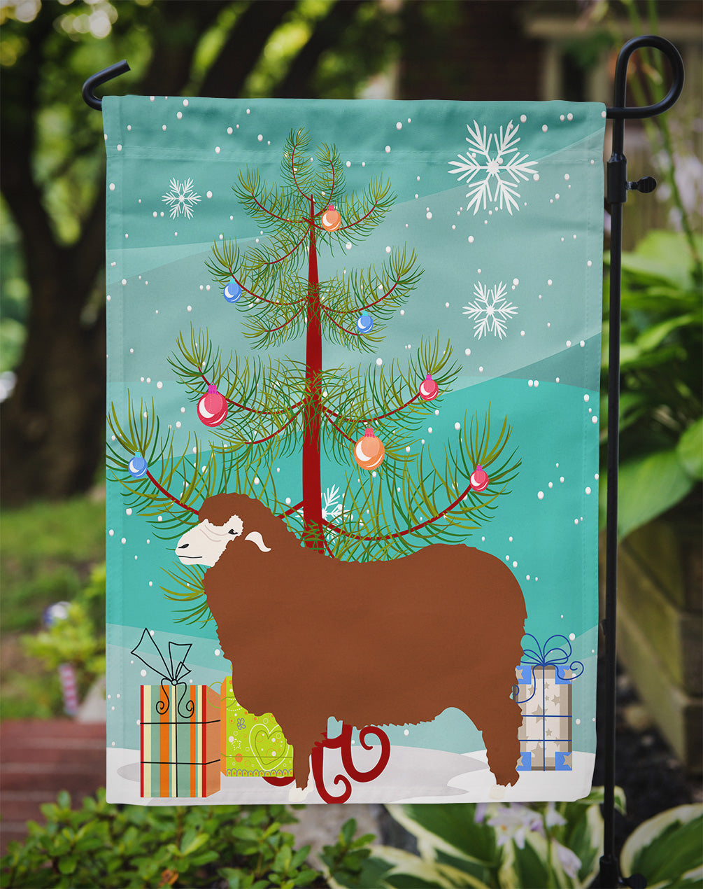 Merino Sheep Christmas Garden Flag Mailbox Decorative Yard Banner Outside Patio Artwork for Flower Beds, Garden Size, Multicolor