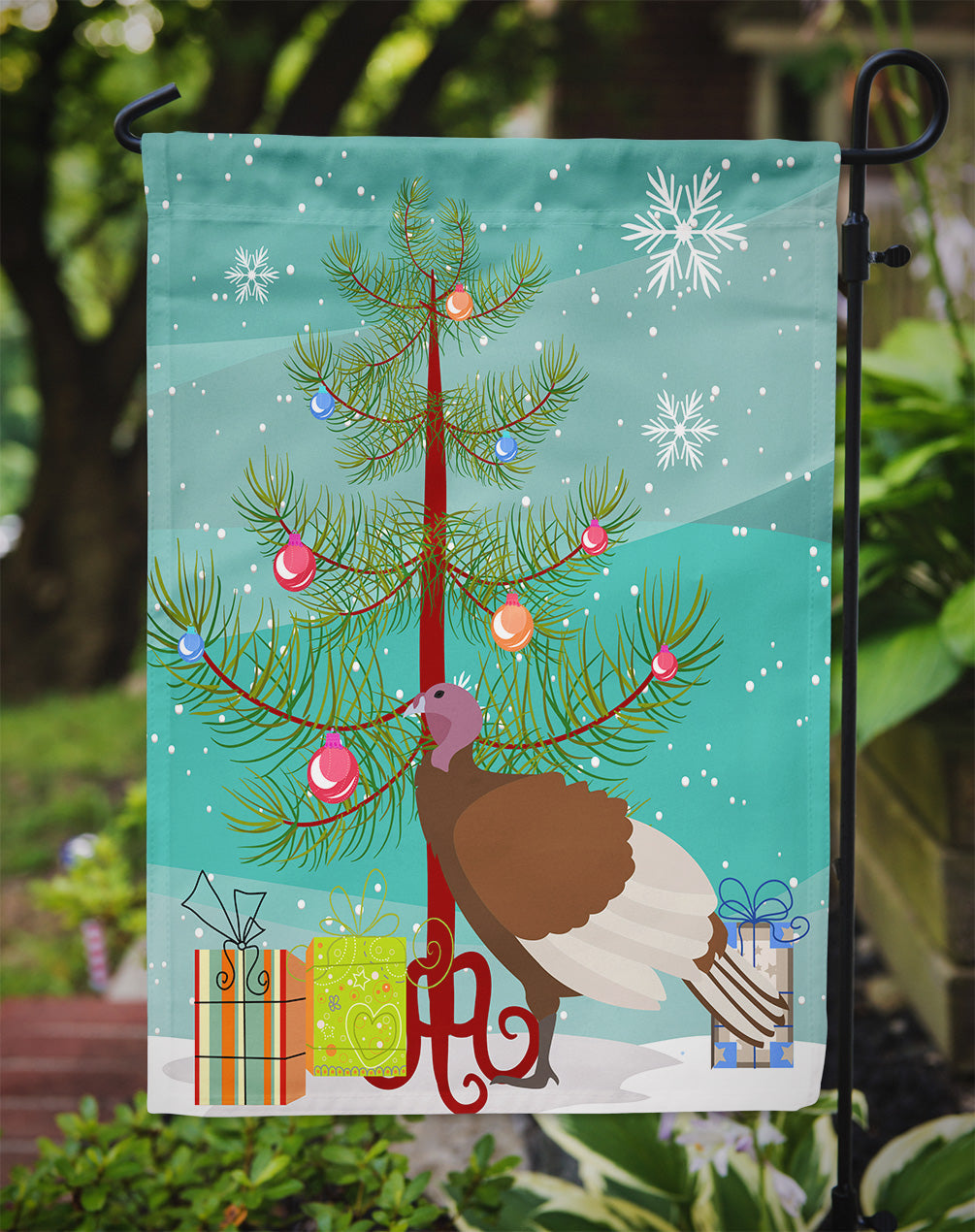 Bourbon Red Turkey Hen Christmas Garden Flag Mailbox Decorative Yard Banner Outside Patio Artwork for Flower Beds, Garden Size, Multicolor