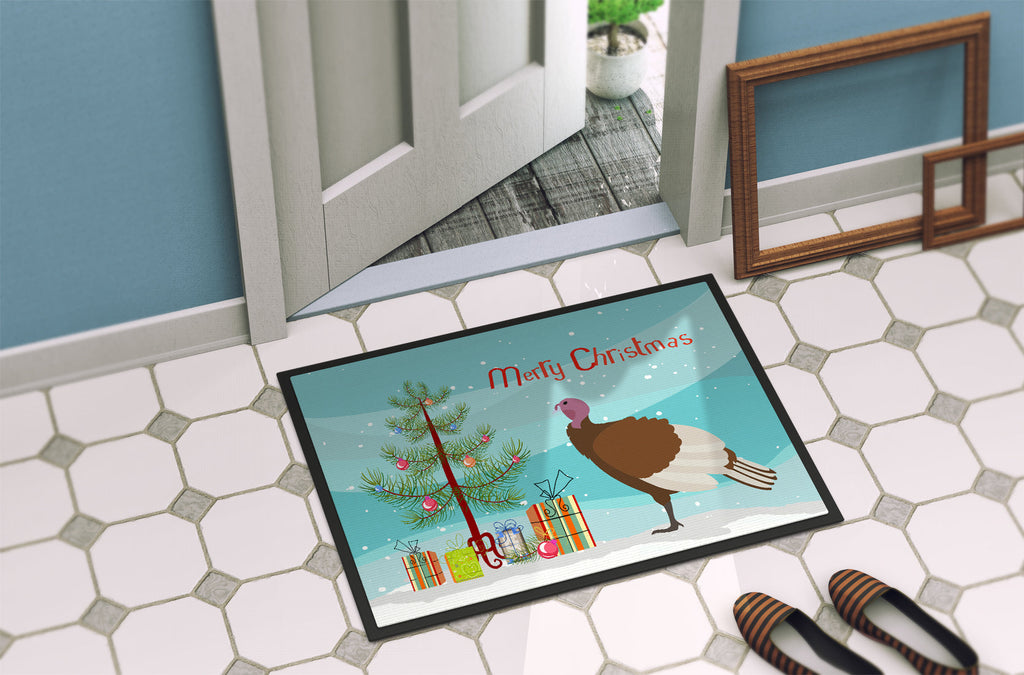 Bourbon Red Turkey Hen Christmas Doormat Indoor Outdoor 24H X 36W Front Door Mat Rugs for Entryway, Non Slip Washable Low Pile,