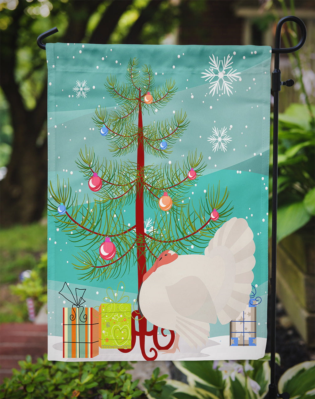 White Holland Turkey Christmas Garden Flag Mailbox Decorative Yard Banner Outside Patio Artwork for Flower Beds, Garden Size, Multicolor