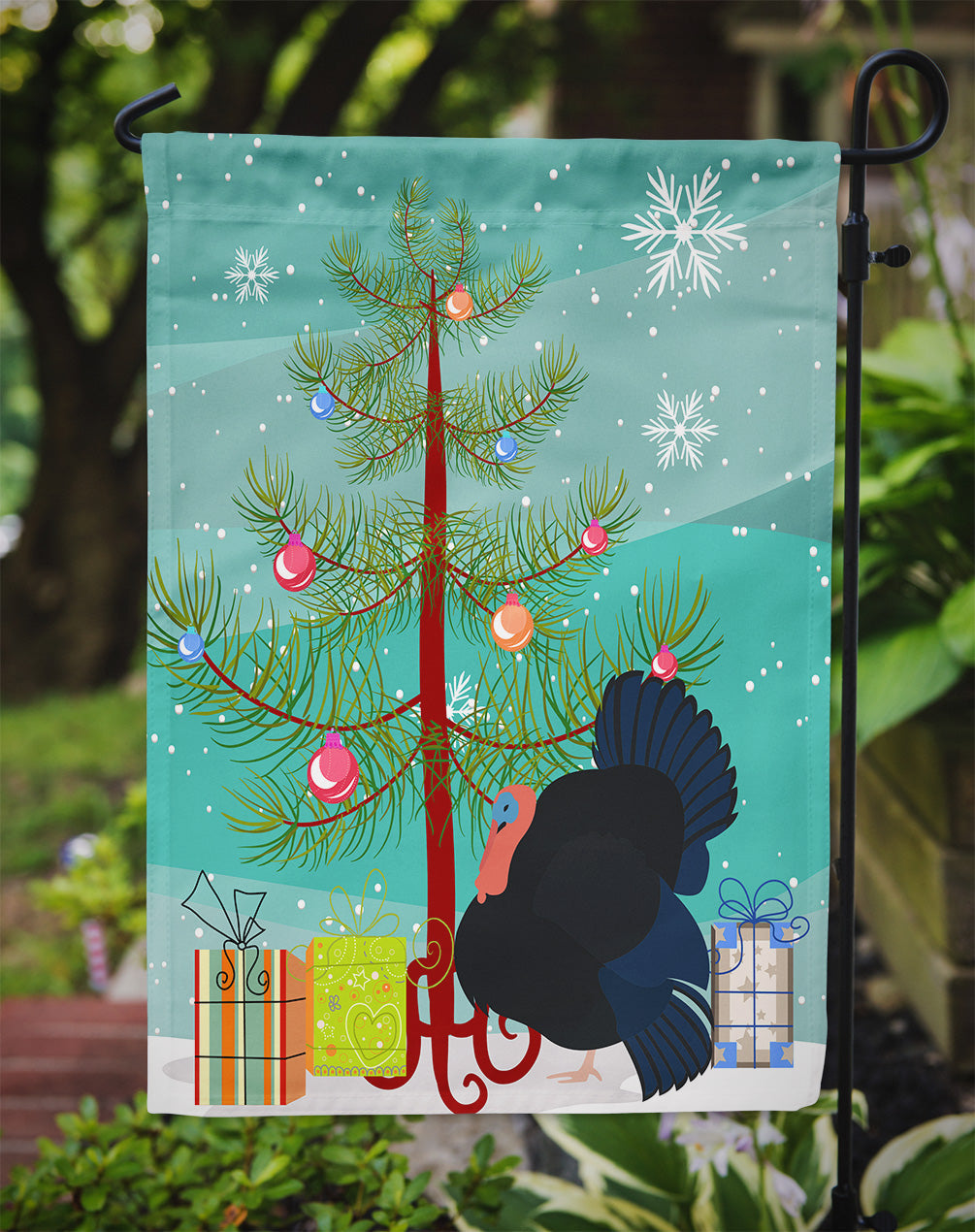 Norfolk Black Turkey Christmas Garden Flag Mailbox Decorative Yard Banner Outside Patio Artwork for Flower Beds, Garden Size, Multicolor