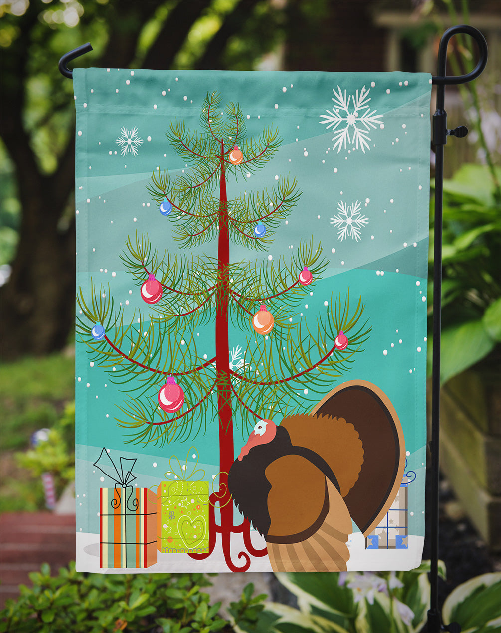 Bronze Turkey Christmas Garden Flag Mailbox Decorative Yard Banner Outside Patio Artwork for Flower Beds, Garden Size, Multicolor