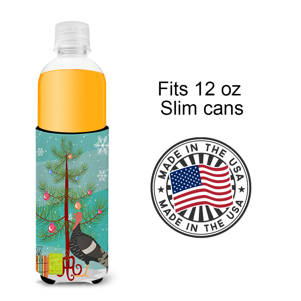 Marragansett Turkey Christmas Slim Can Hugger , Insulated Foam Hugger for 12 oz Slim Cans, Beer Bottles & Water Bottles, Printed in USA