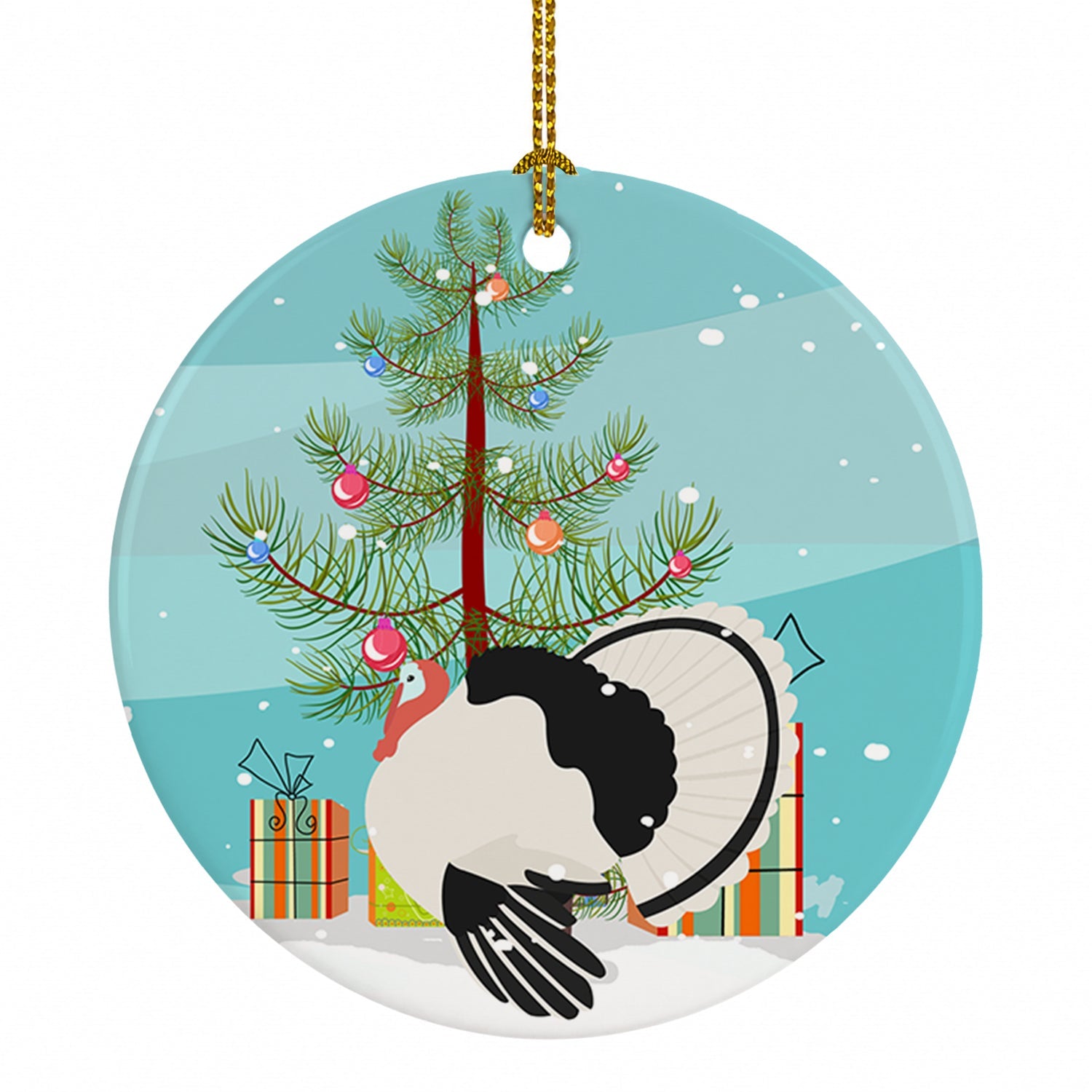 Royal Palm Turkey Christmas Ceramic Ornament Christmas Tree Hanging Decorations for Home Christmas Holiday, Party, Gift, 3 in, Multicolor