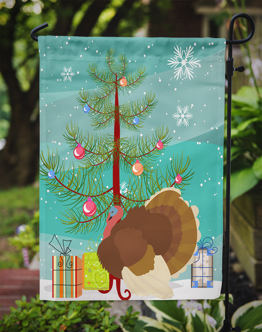 French Turkey Dindon Christmas Garden Flag Mailbox Decorative Yard Banner Outside Patio Artwork for Flower Beds, Garden Size, Multicolor