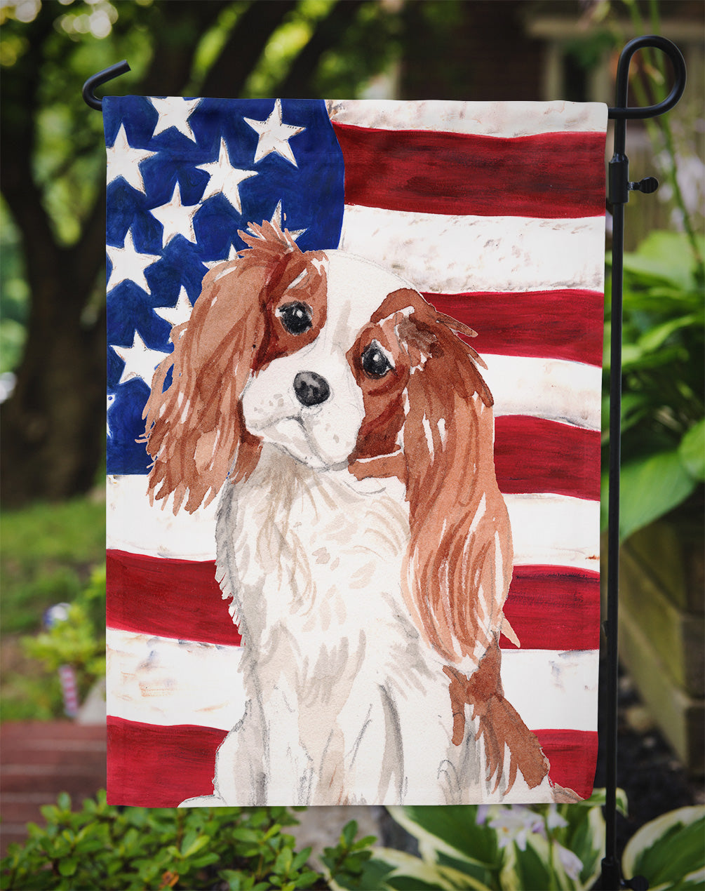 Blenheim Cavalier Spaniel Patriotic Garden Flag Mailbox Decorative Yard Banner Outside Patio Artwork for Flower Beds, Garden Size, Multicolor
