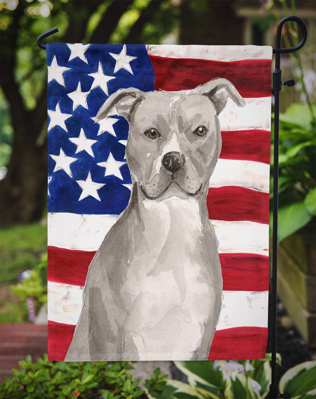 Staffordshire Bull Terrier Patriotic Garden Flag Mailbox Decorative Yard Banner Outside Patio Artwork for Flower Beds, Garden Size, Multicolor