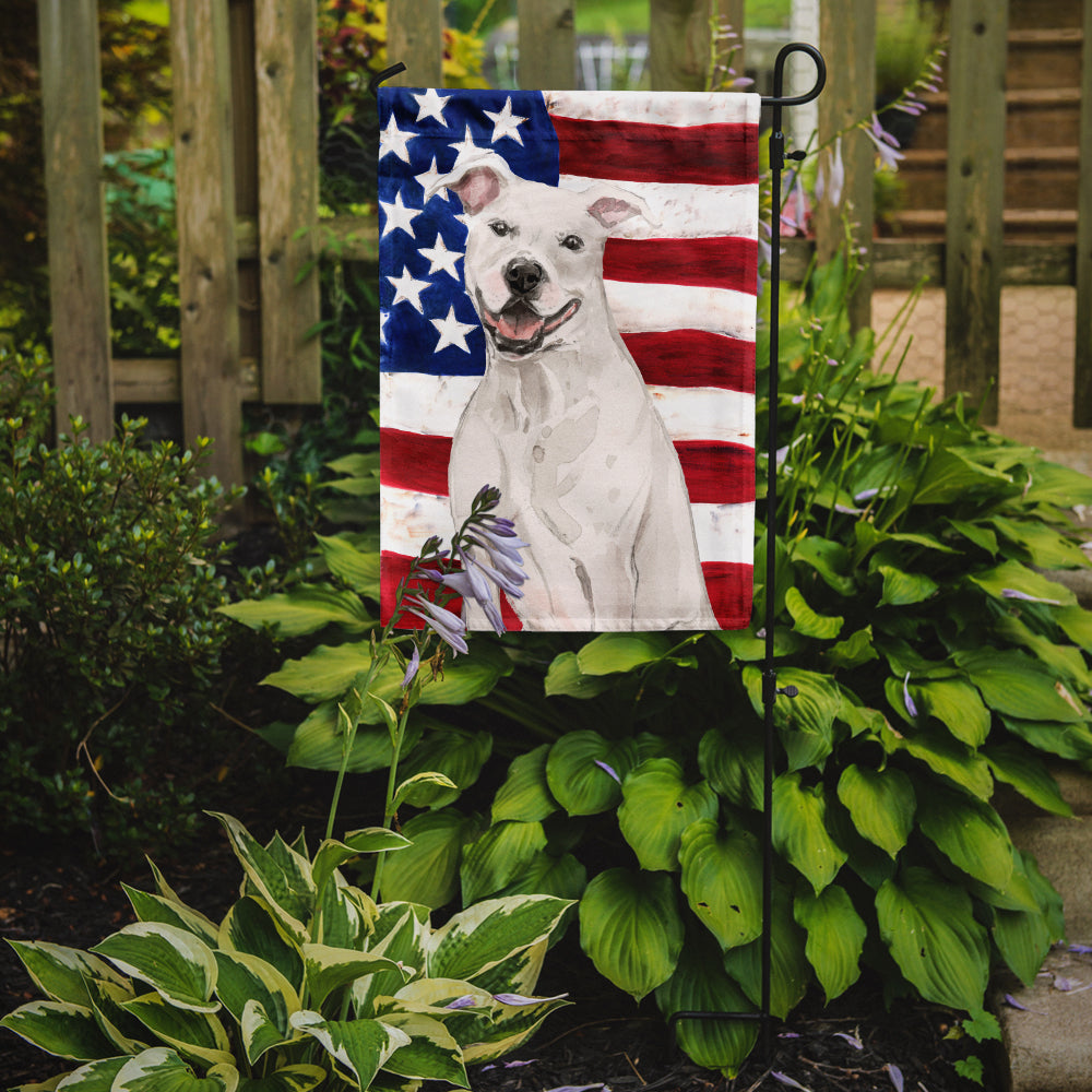 White Staffie Bull Terrier Patriotic Garden Flag Mailbox Decorative Yard Banner Outside Patio Artwork for Flower Beds, Garden Size, Multicolor