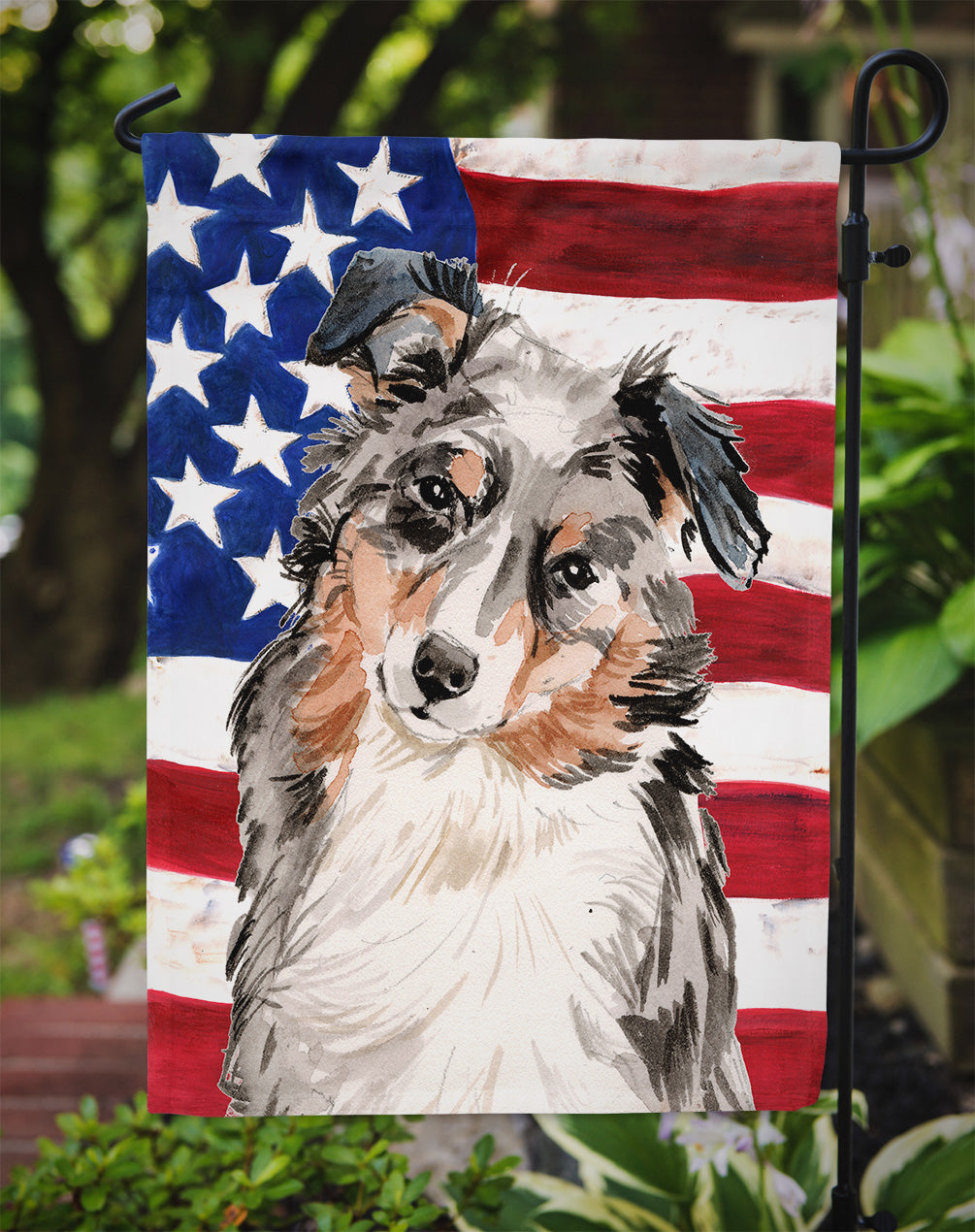 Australian Shepherd Patriotic Garden Flag Mailbox Decorative Yard Banner Outside Patio Artwork for Flower Beds, Garden Size, Multicolor