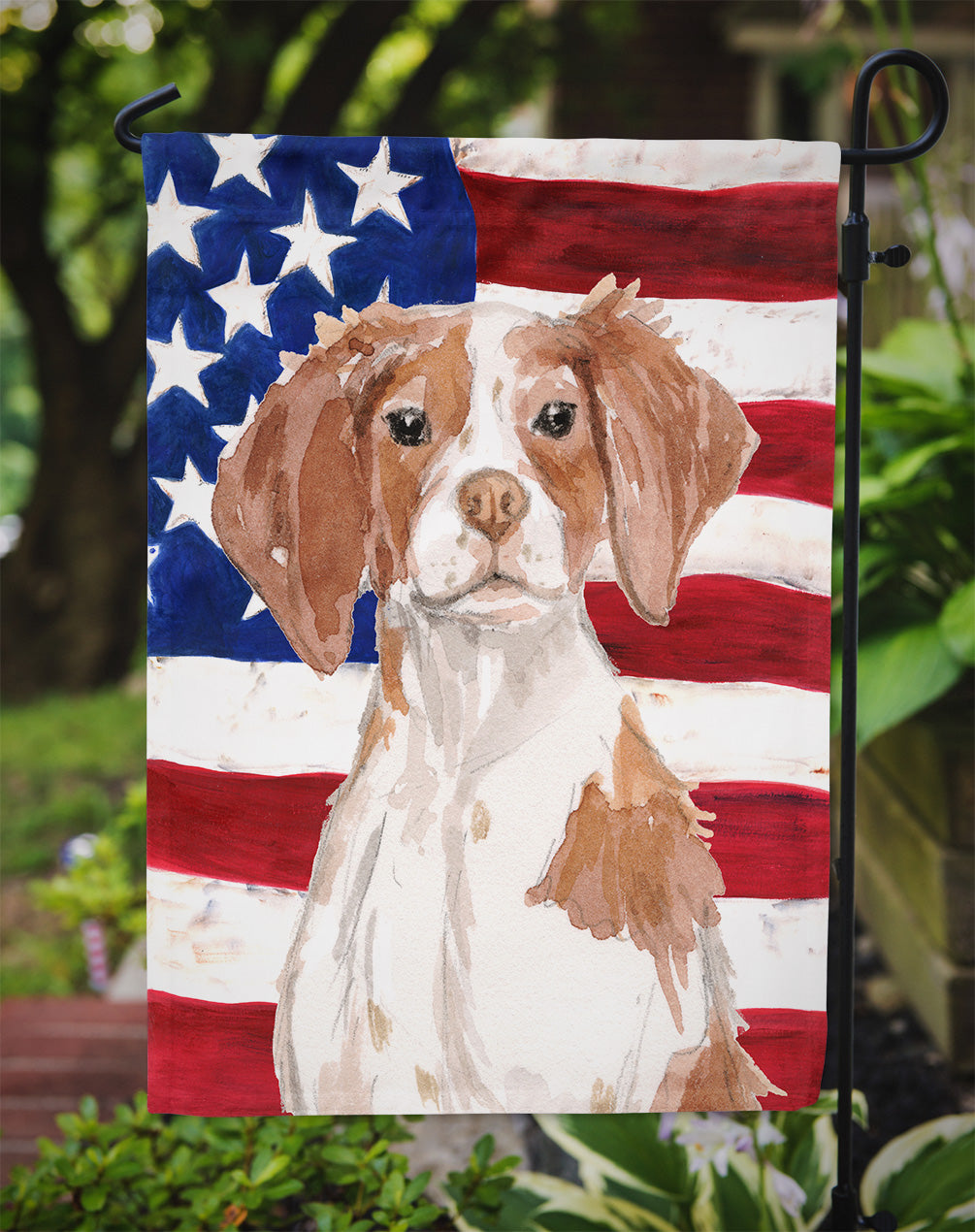 Brittany Spaniel Patriotic Garden Flag Mailbox Decorative Yard Banner Outside Patio Artwork for Flower Beds, Garden Size, Multicolor