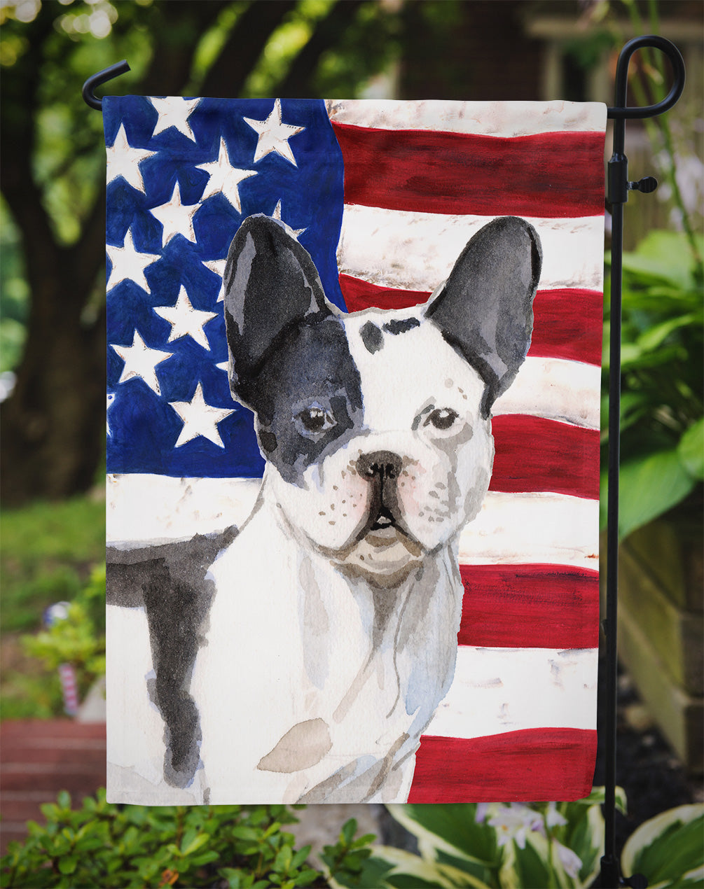 Black White French Bulldog Patriotic Garden Flag Mailbox Decorative Yard Banner Outside Patio Artwork for Flower Beds, Garden Size, Multicolor