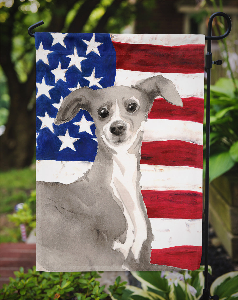Italian Greyhound Patriotic Garden Flag Mailbox Decorative Yard Banner Outside Patio Artwork for Flower Beds, Garden Size, Multicolor