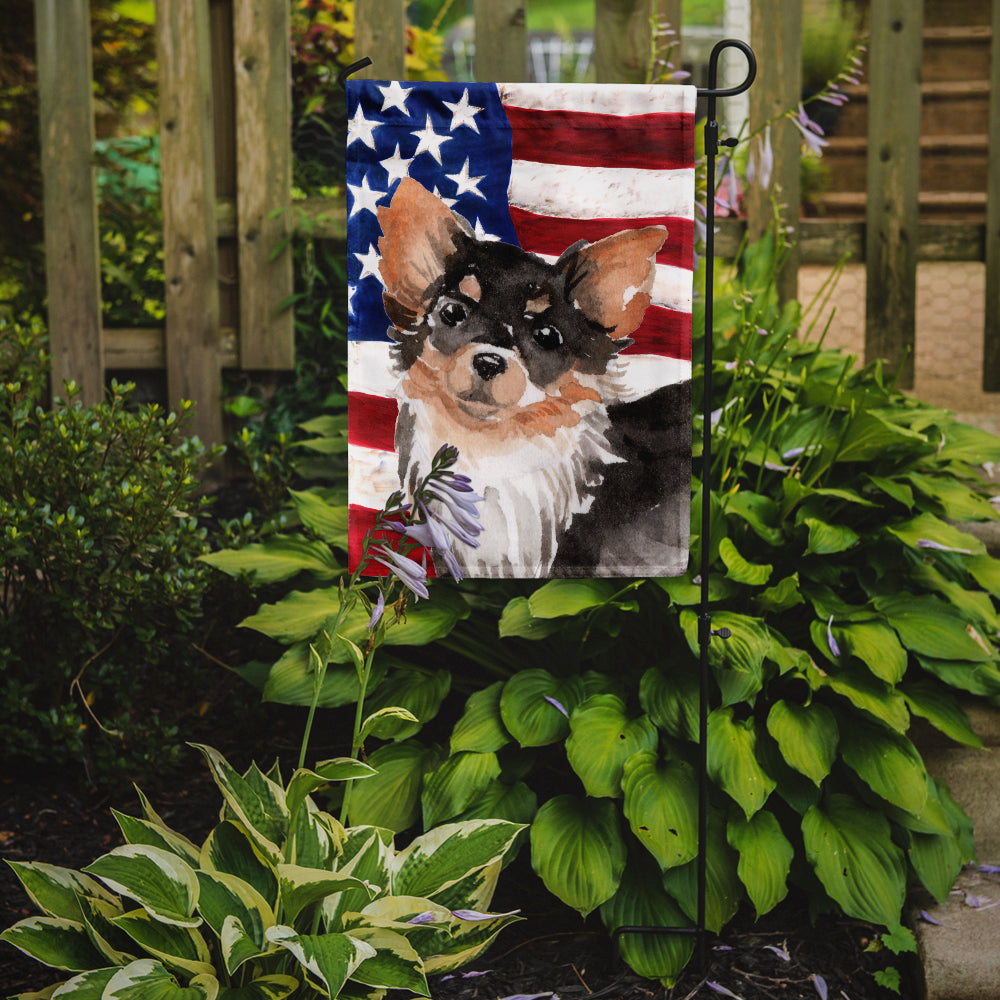 Long Haired Chihuahua Patriotic Garden Flag Mailbox Decorative Yard Banner Outside Patio Artwork for Flower Beds, Garden Size, Multicolor