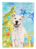 White Staffie Bull Terrier Christmas Garden Flag Mailbox Decorative Yard Banner Outside Patio Artwork for Flower Beds, Garden Size, Multicolor