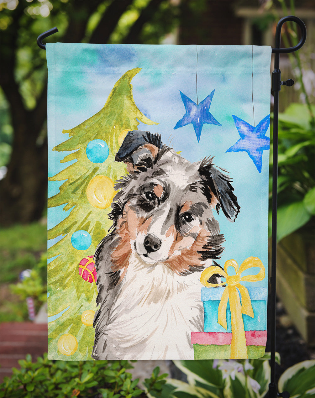 Australian Shepherd Christmas Garden Flag Mailbox Decorative Yard Banner Outside Patio Artwork for Flower Beds, Garden Size, Multicolor