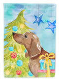 Red Tan Dachshund Christmas Garden Flag Mailbox Decorative Yard Banner Outside Patio Artwork for Flower Beds, Garden Size, Multicolor