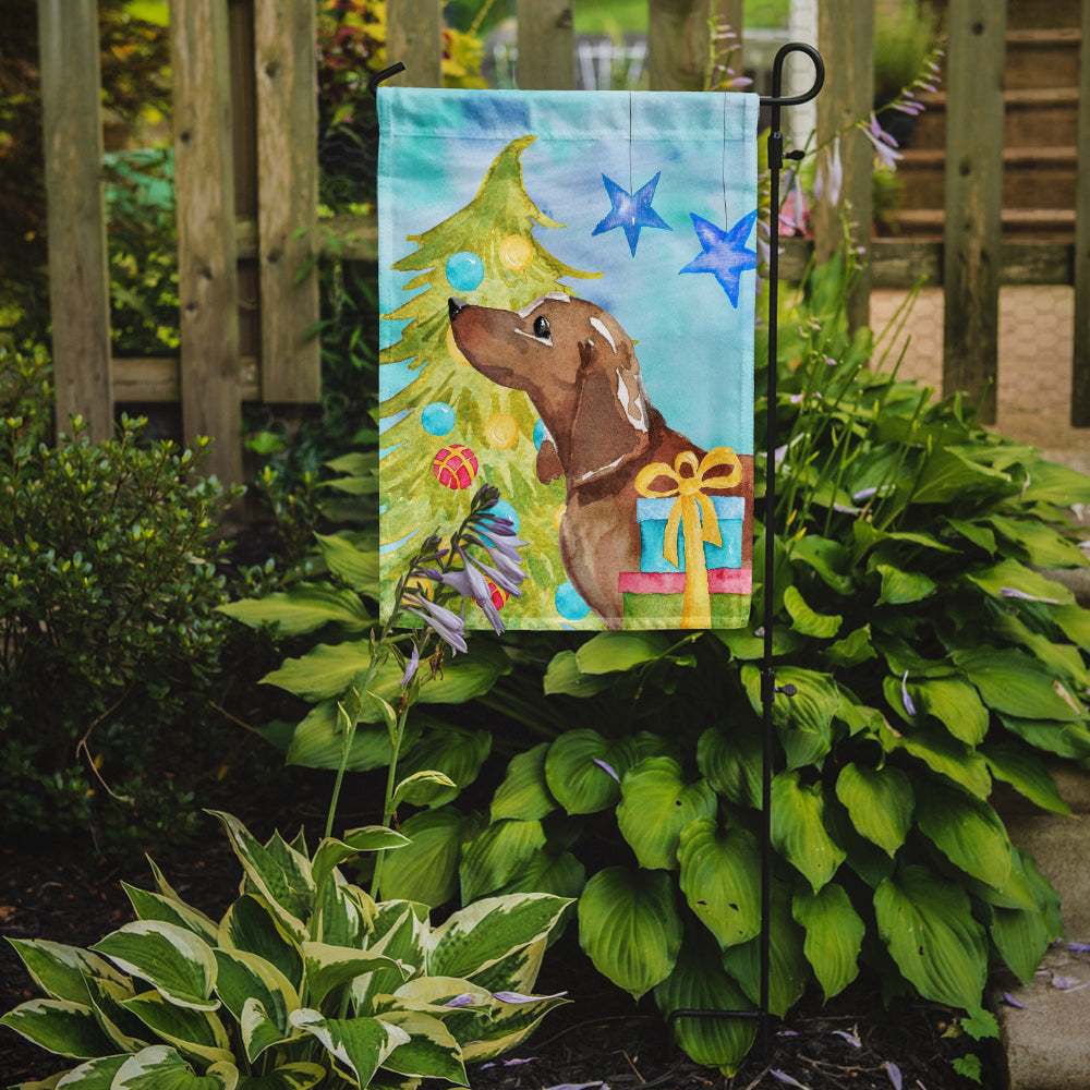 Red Tan Dachshund Christmas Garden Flag Mailbox Decorative Yard Banner Outside Patio Artwork for Flower Beds, Garden Size, Multicolor