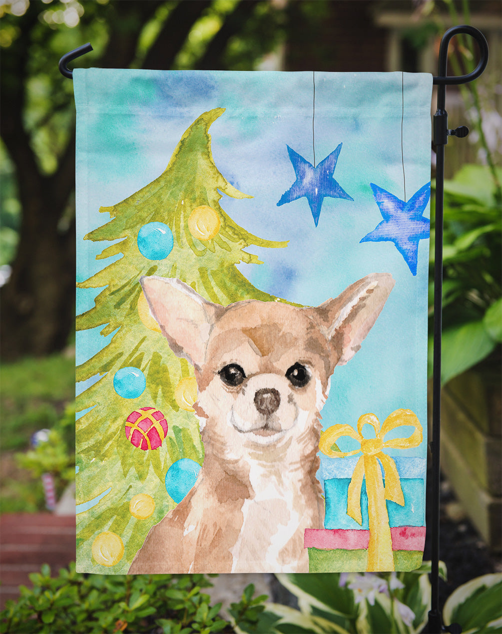 Chihuahua Christmas Garden Flag Mailbox Decorative Yard Banner Outside Patio Artwork for Flower Beds, Garden Size, Multicolor