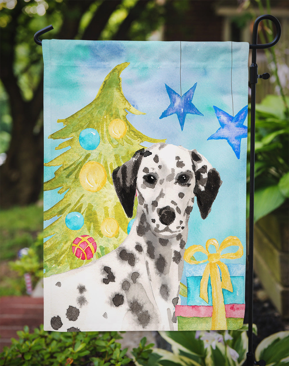 Dalmatian Christmas Garden Flag Mailbox Decorative Yard Banner Outside Patio Artwork for Flower Beds, Garden Size, Multicolor