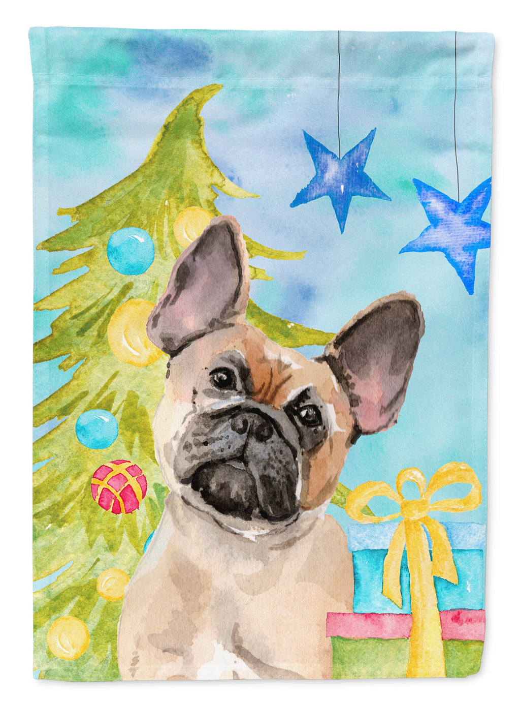 Fawn French Bulldog Christmas Garden Flag Mailbox Decorative Yard Banner Outside Patio Artwork for Flower Beds, Garden Size, Multicolor