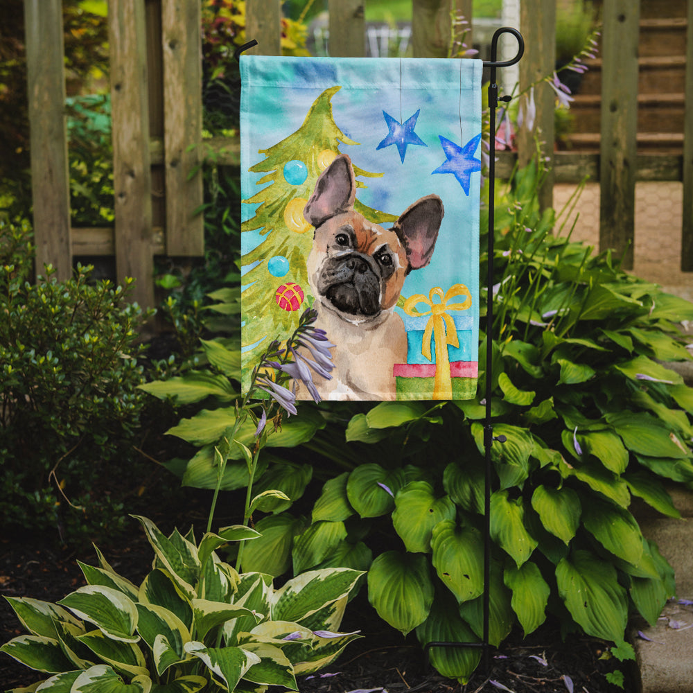 Fawn French Bulldog Christmas Garden Flag Mailbox Decorative Yard Banner Outside Patio Artwork for Flower Beds, Garden Size, Multicolor