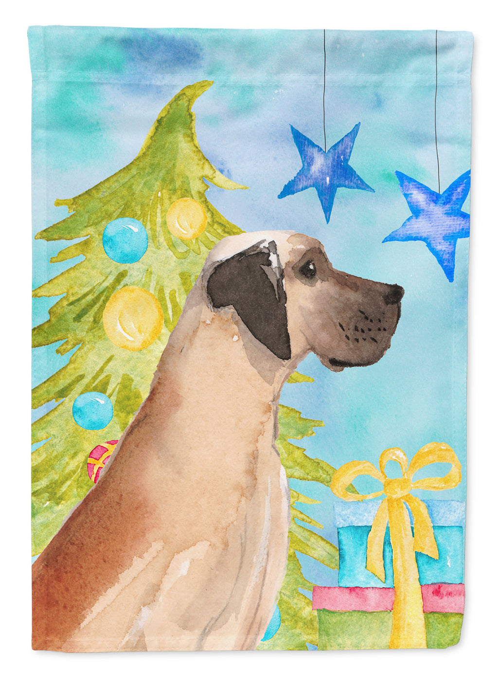 Fawn Natural Great Dane Christmas Garden Flag Mailbox Decorative Yard Banner Outside Patio Artwork for Flower Beds, Garden Size, Multicolor