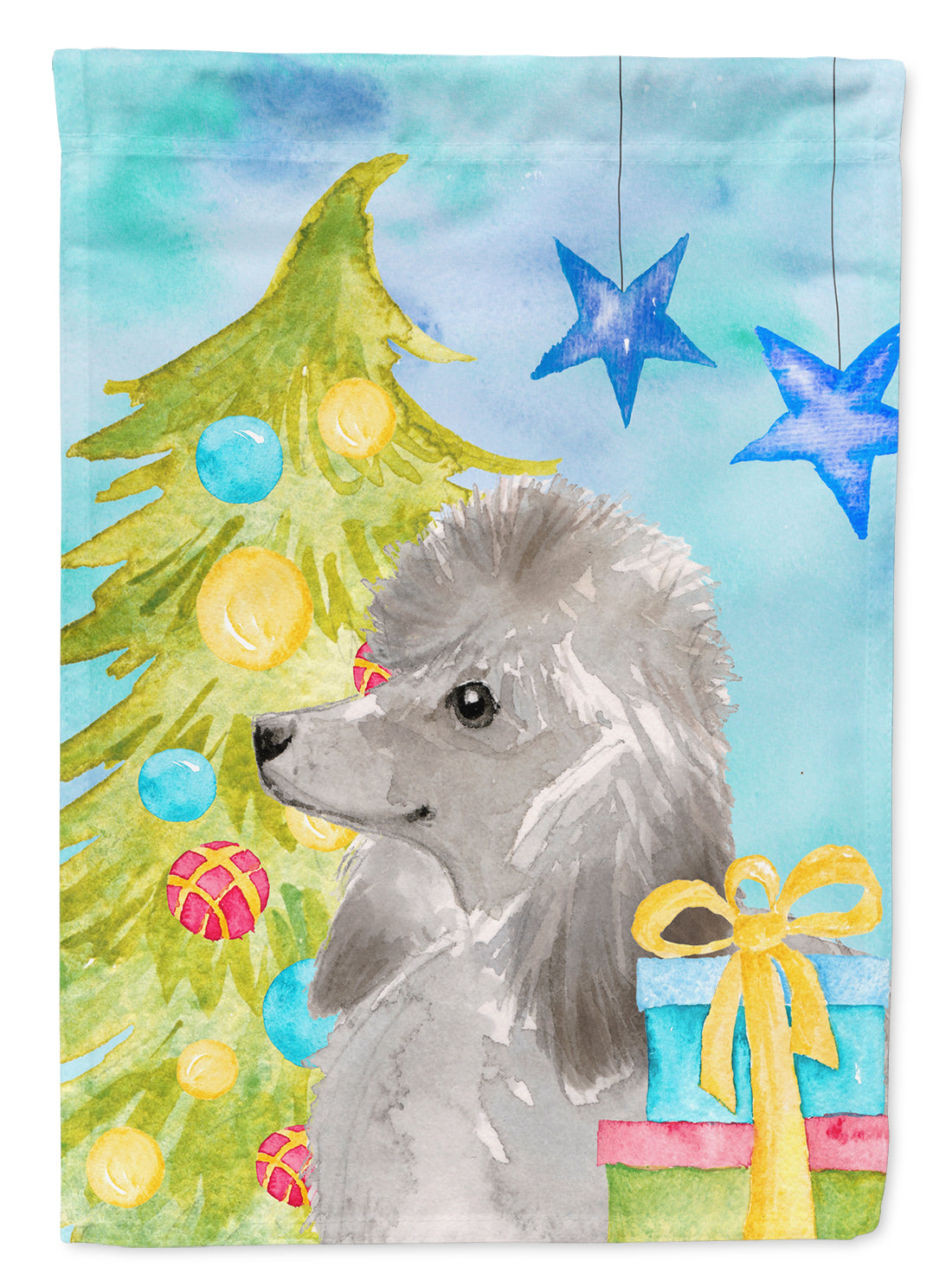 Grey Standard Poodle Christmas Garden Flag Mailbox Decorative Yard Banner Outside Patio Artwork for Flower Beds, Garden Size, Multicolor
