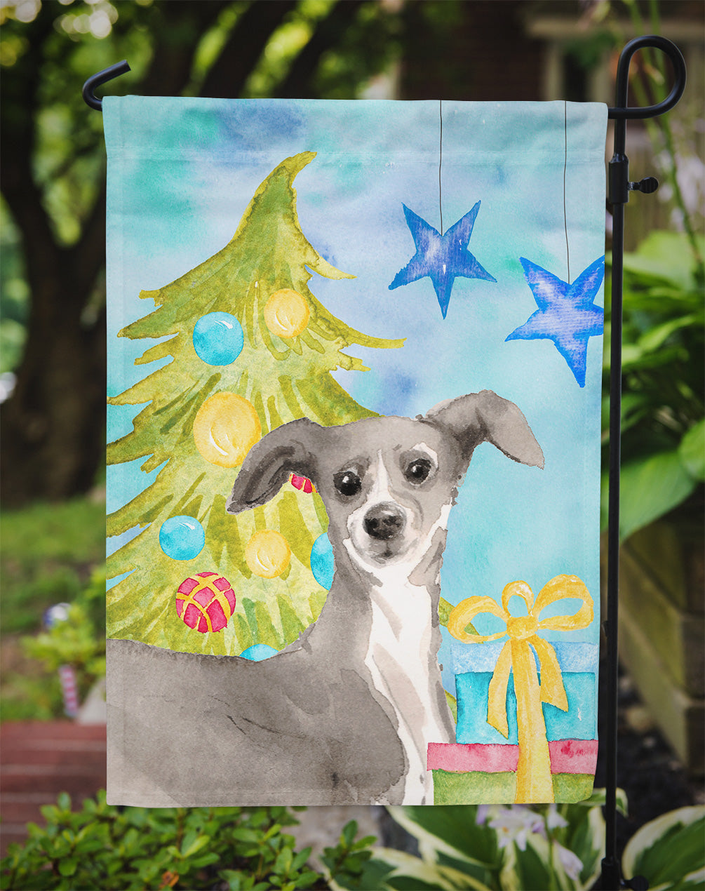 Italian Greyhound Christmas Garden Flag Mailbox Decorative Yard Banner Outside Patio Artwork for Flower Beds, Garden Size, Multicolor