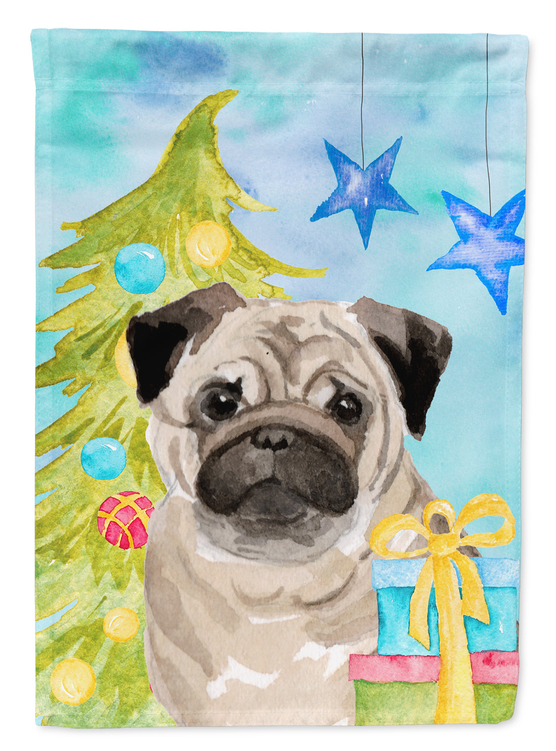 Fawn Pug Christmas Garden Flag Mailbox Decorative Yard Banner Outside Patio Artwork for Flower Beds, Garden Size, Multicolor