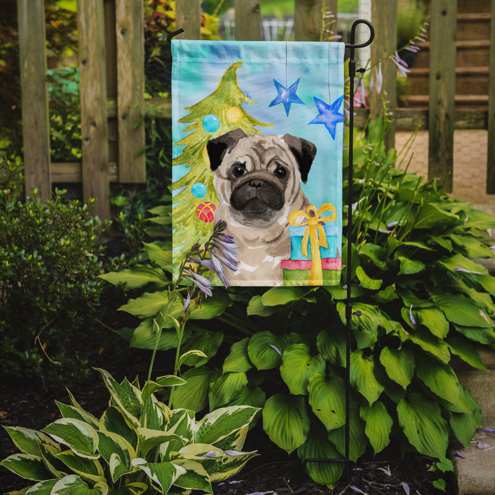 Fawn Pug Christmas Garden Flag Mailbox Decorative Yard Banner Outside Patio Artwork for Flower Beds, Garden Size, Multicolor