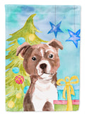 Red Staffie Bull Terrier Christmas Garden Flag Mailbox Decorative Yard Banner Outside Patio Artwork for Flower Beds, Garden Size, Multicolor