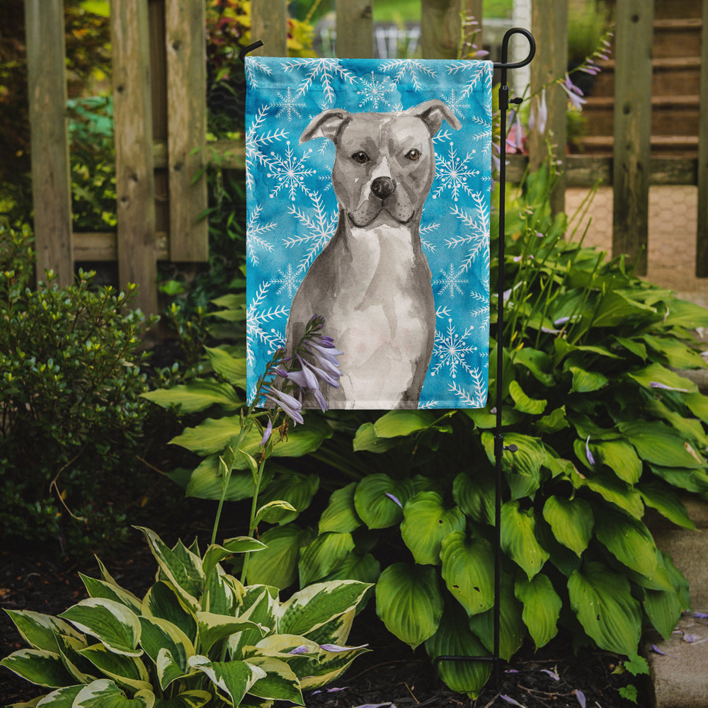 Staffordshire Bull Terrier Winter Garden Flag Mailbox Decorative Yard Banner Outside Patio Artwork for Flower Beds, Garden Size, Multicolor
