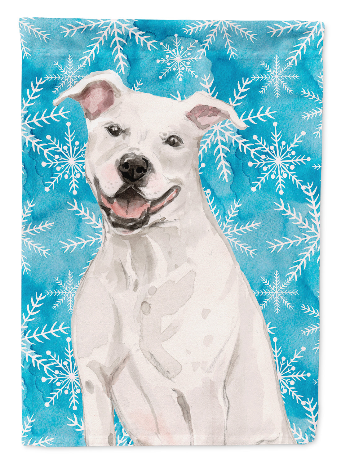 White Staffie Bull Terrier Winter Garden Flag Mailbox Decorative Yard Banner Outside Patio Artwork for Flower Beds, Garden Size, Multicolor