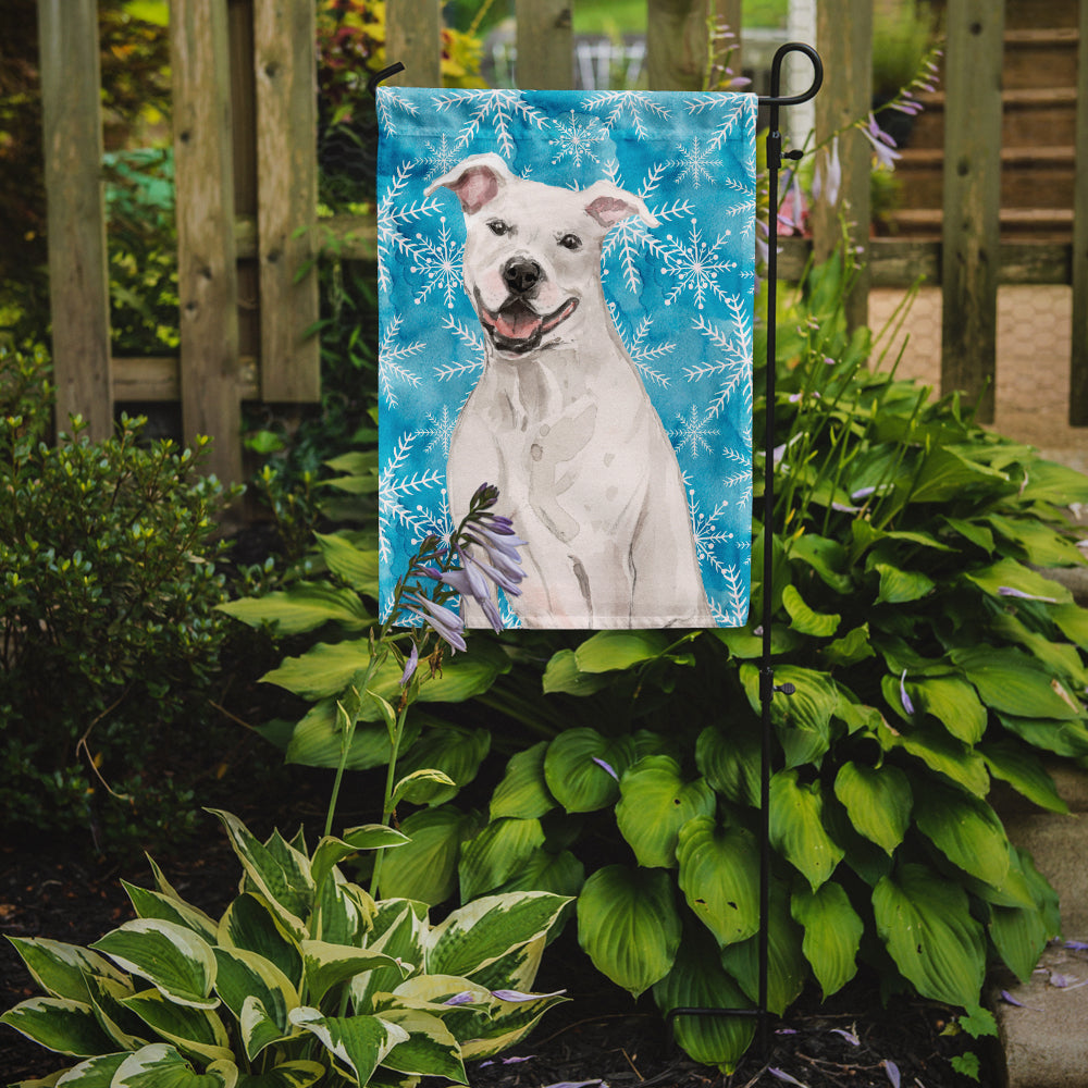 White Staffie Bull Terrier Winter Garden Flag Mailbox Decorative Yard Banner Outside Patio Artwork for Flower Beds, Garden Size, Multicolor